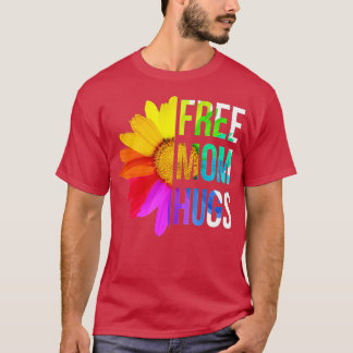 Free Mom Hugs Gay Pride LGBT Daisy Rainbow Flower  T-Shirt