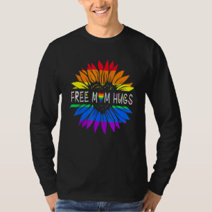 Free Mom Hugs Gay Pride Lgbt Daisy Rainbow Flower T-Shirt
