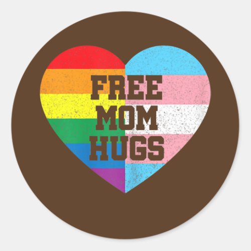 Free Mom Hugs Gay Pride Transgender Rainbow Flag  Classic Round Sticker