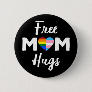 Free Mom Hugs II - Rainbow Gay Trans Pride Button