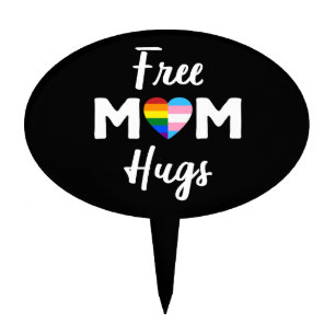 Free Mom Hugs II - Rainbow Gay Trans Pride Cake Topper