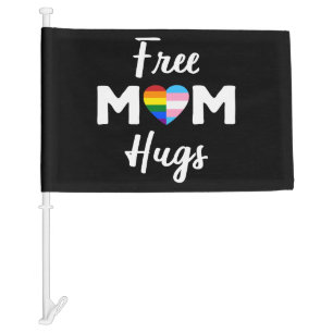 Free Mom Hugs II - Rainbow Gay Trans Pride Car Flag