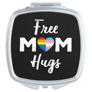 Free Mom Hugs II - Rainbow Gay Trans Pride Compact Mirror