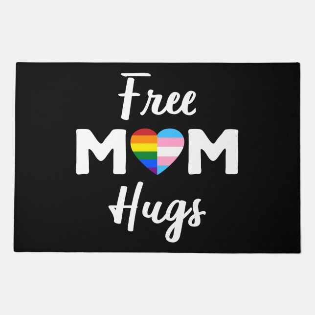 Free Mom Hugs II - Rainbow Gay Trans Pride Doormat (Front)