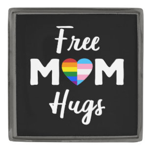 Free Mom Hugs II - Rainbow Gay Trans Pride Gunmetal Finish Lapel Pin