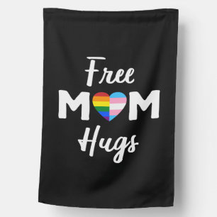 Free Mom Hugs II - Rainbow Gay Trans Pride House Flag