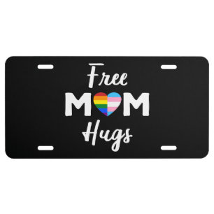 Free Mom Hugs II - Rainbow Gay Trans Pride License Plate