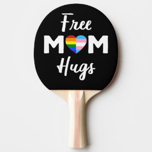 Free Mom Hugs II - Rainbow Gay Trans Pride Ping Pong Paddle