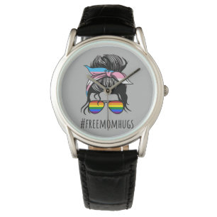 Free Mom Hugs IV - Messy Bun Rainbow Gay Trans Watch