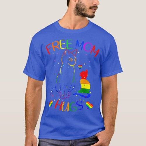 Free Mom Hugs LGB Cat Gay Pride Rainbow  T_Shirt
