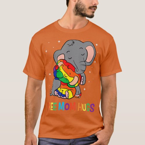 Free Mom Hugs LGB Mother Elephant Rainbow Womens  T_Shirt