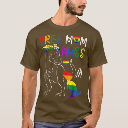 Free Mom Hugs LGB Pride Mama Dinosaur Rex  T_Shirt