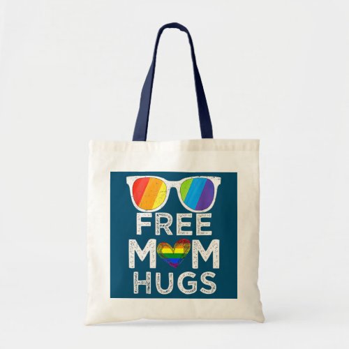 Free Mom Hugs LGBT Flag Gay Lesbian Pride Heart Tote Bag