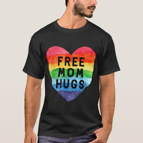 Free Mom Hugs LGBT Flag Gay Lesbian Pride Parades  T_Shirt