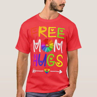 Free Mom Hugs LGBT Gay Pride Sunflower Rainbow He T-Shirt