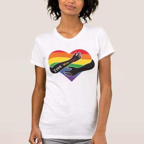 Free Mom Hugs LGBT Gay Rainbow Pride Flag T_Shirt