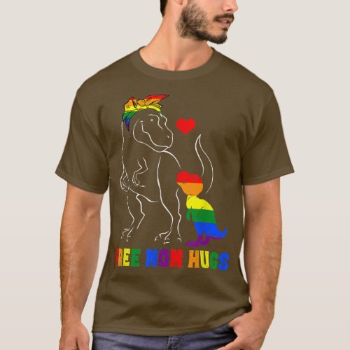 Free Mom Hugs _ LGBT Mom Mamasaurus Rainbow Gift T T_Shirt