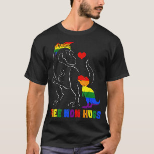 Free Mom Hugs  LGBT Mom Mamasaurus Rainbow Gift T T-Shirt