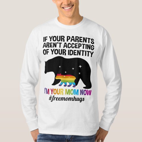 Free Mom Hugs LGBT Pride Gifts Mama Bear LGBT Mont T_Shirt