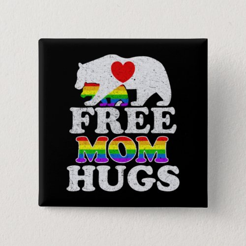 Free Mom Hugs LGBT Pride Mama Bear Button