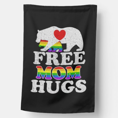 Free Mom Hugs LGBT Pride Mama Bear House Flag