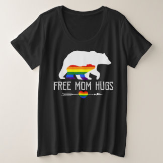 Free Mom Hugs LGBT Pride Mama Bear Mother_s Day Plus Size T-Shirt