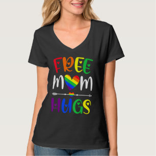 Free Mom Hugs LGBT Rainbow Pride LGBTQ Family Lesb T-Shirt