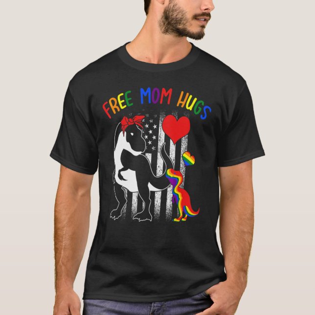 Free Mom Hugs Lgbt Rex Rainbow Transgender Pride M T-Shirt (Front)