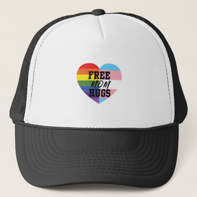 Free Mom Hugs LGBTQ (E)quality Goods! Trucker Hat (Front)