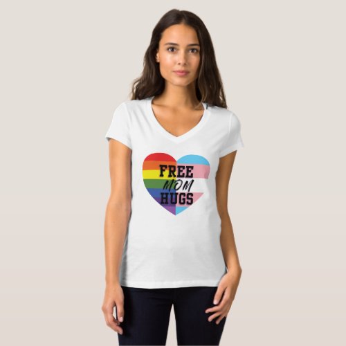 Free Mom Hugs LGBTQ V_Neck T_Shirt