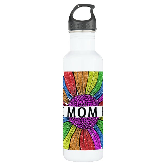 Free Mom Hugs LGBTQIA+ Pride Support Stainless Steel Water Bottle (Front)