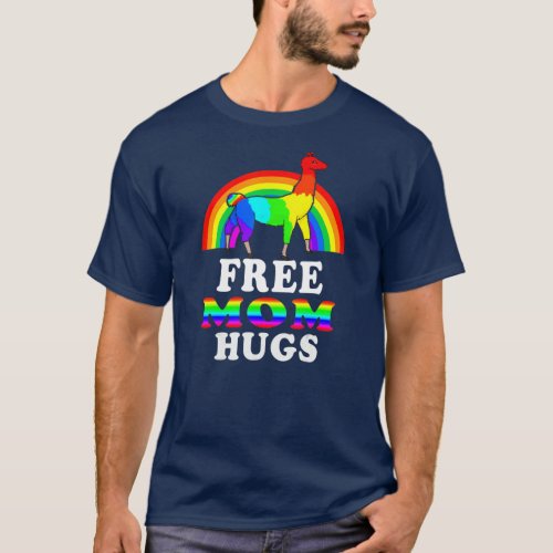 Free Mom Hugs Llama LGBT Men Women Pride  T_Shirt