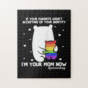 Free Mom Hugs Mama Bear Im Your Mom Now LGBT Pride Jigsaw Puzzle