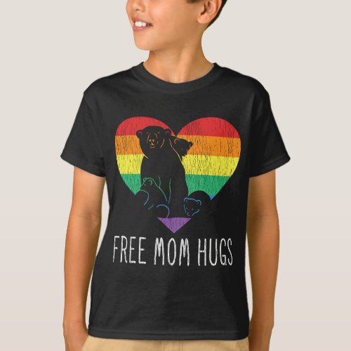 Free Mom Hugs Mama Bear Proud Mother Parent Pride  T_Shirt