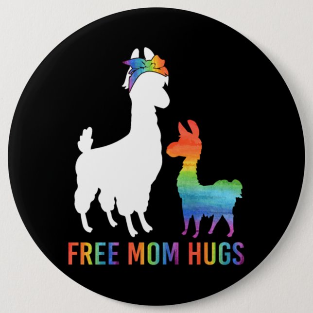 Free Mom Hugs Mama Llama Button (Front)