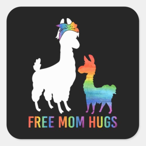 Free Mom Hugs Mama Llama Square Sticker
