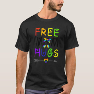 Free Mom Hugs Messy Bun Lgbt Pride Rainbow T-Shirt