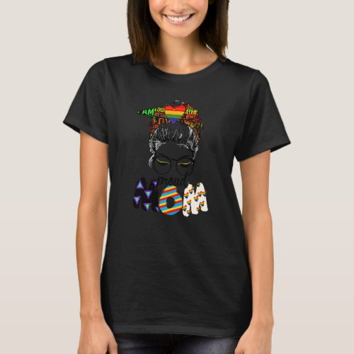 Free Mom Hugs Messy Bun Lgbt Pride Sun Rainbow Tea T_Shirt
