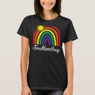 Free Mom Hugs Messy Bun Lgbt Pride Sun Rainbow Tea T-Shirt