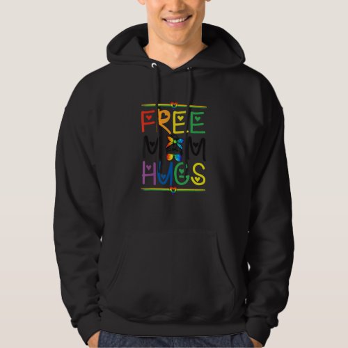 Free Mom Hugs Messy Bun Rainbow Lgbt Pride Month Hoodie