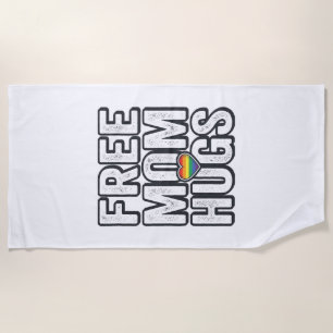 Free Mom Hugs Pride Heart Vintage T-Shirt Design_1 Beach Towel