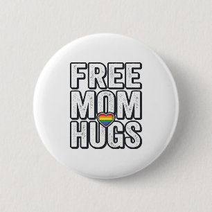 Free Mom Hugs Pride Heart Vintage T-Shirt Design_1 Button