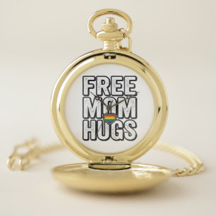 Free Mom Hugs Pride Heart Vintage T-Shirt Design_1 Pocket Watch