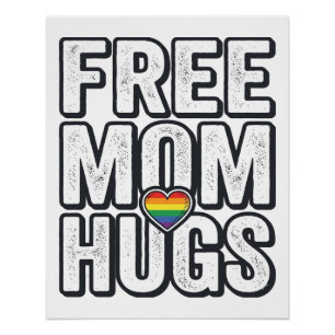 Free Mom Hugs Pride Heart Vintage T-Shirt Design_1 Poster