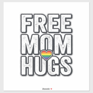 Free Mom Hugs Pride Heart Vintage T-Shirt Design_1 Sticker