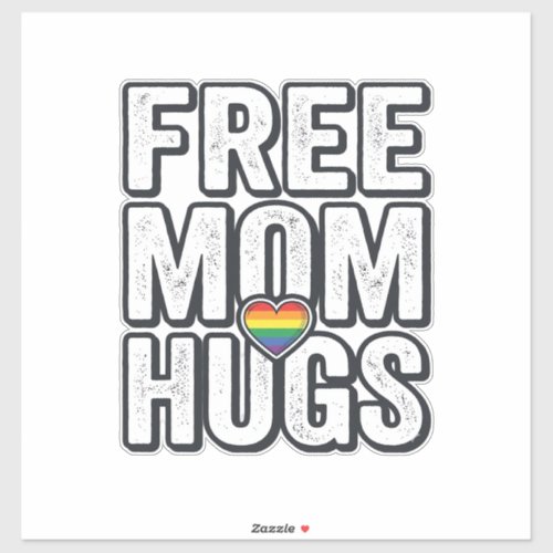 Free Mom Hugs Pride Heart Vintage T-Shirt Design_1 Sticker