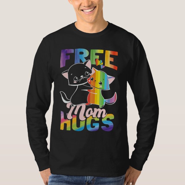 Free Mom Hugs Pride Month LGBT Mom T-Shirt (Front)