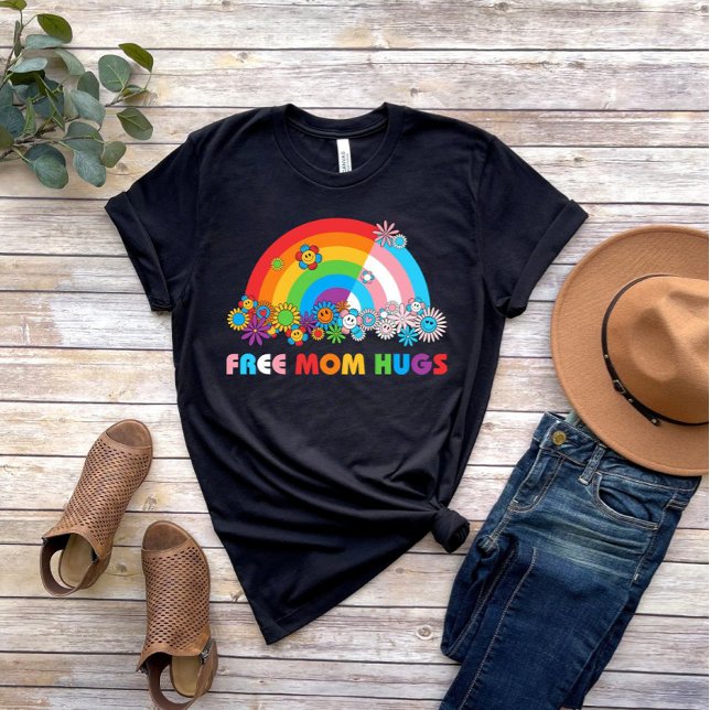 Free Mom Hugs Pride Women Rainbows Flower  T-Shirt (Creator Uploaded)