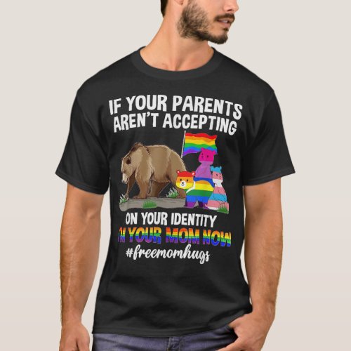 Free Mom Hugs Proud Mama Bear LGBT Gay Pride LGBTQ T_Shirt