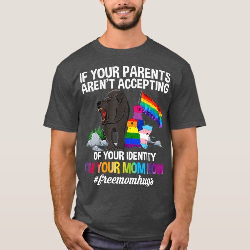 Free Mom Hugs Proud Mama Bear LGBT Gay Pride T_Shirt